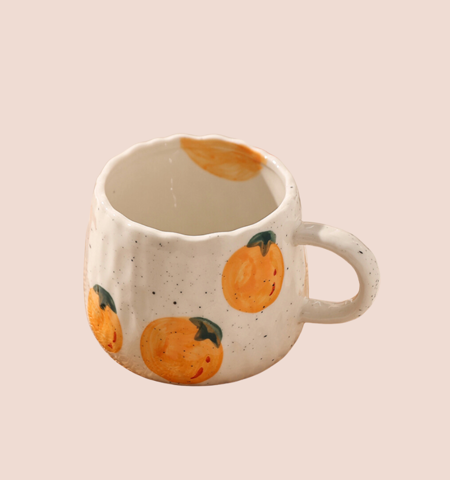 Hand Painted Orange Fruit Mug